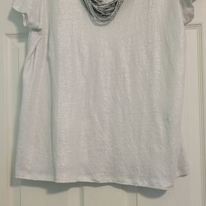 EILEEN FISHER Organic Linen metallic white Top NWT